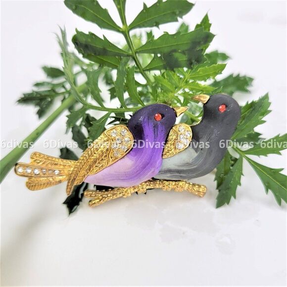 𝅺TWO Birds Brooch Pin - Picture 3 of 7
